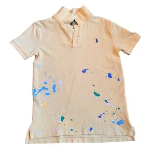 Polo Ralph Lauren Boys Yellow Paint Splatter Short Sleeve Polo Shirt Size 7